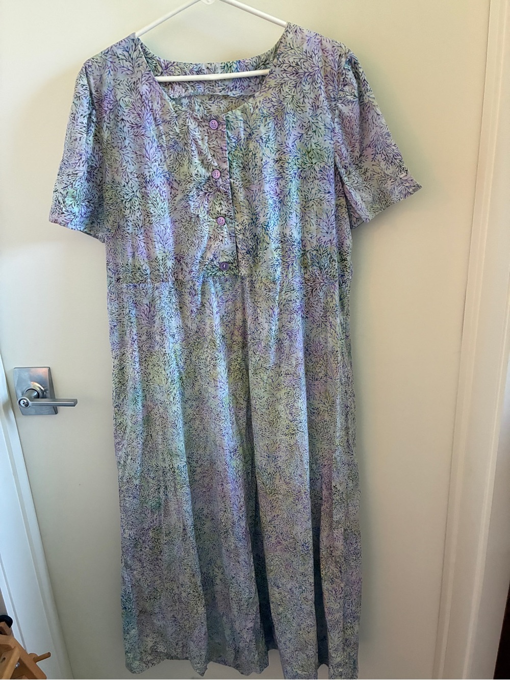 Women's Lavender Floral Short-Sleeve Maxi Dress